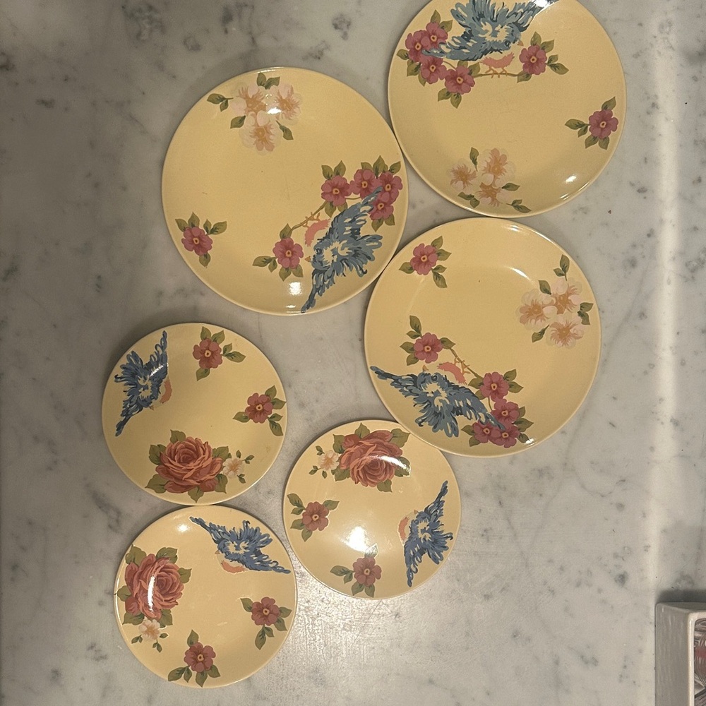 Floral Yellow Ceramic Plate Set